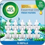 Air Wick Scented Oil Refills Fresh Waters 10 Pack front view showing eco-friendly packaging