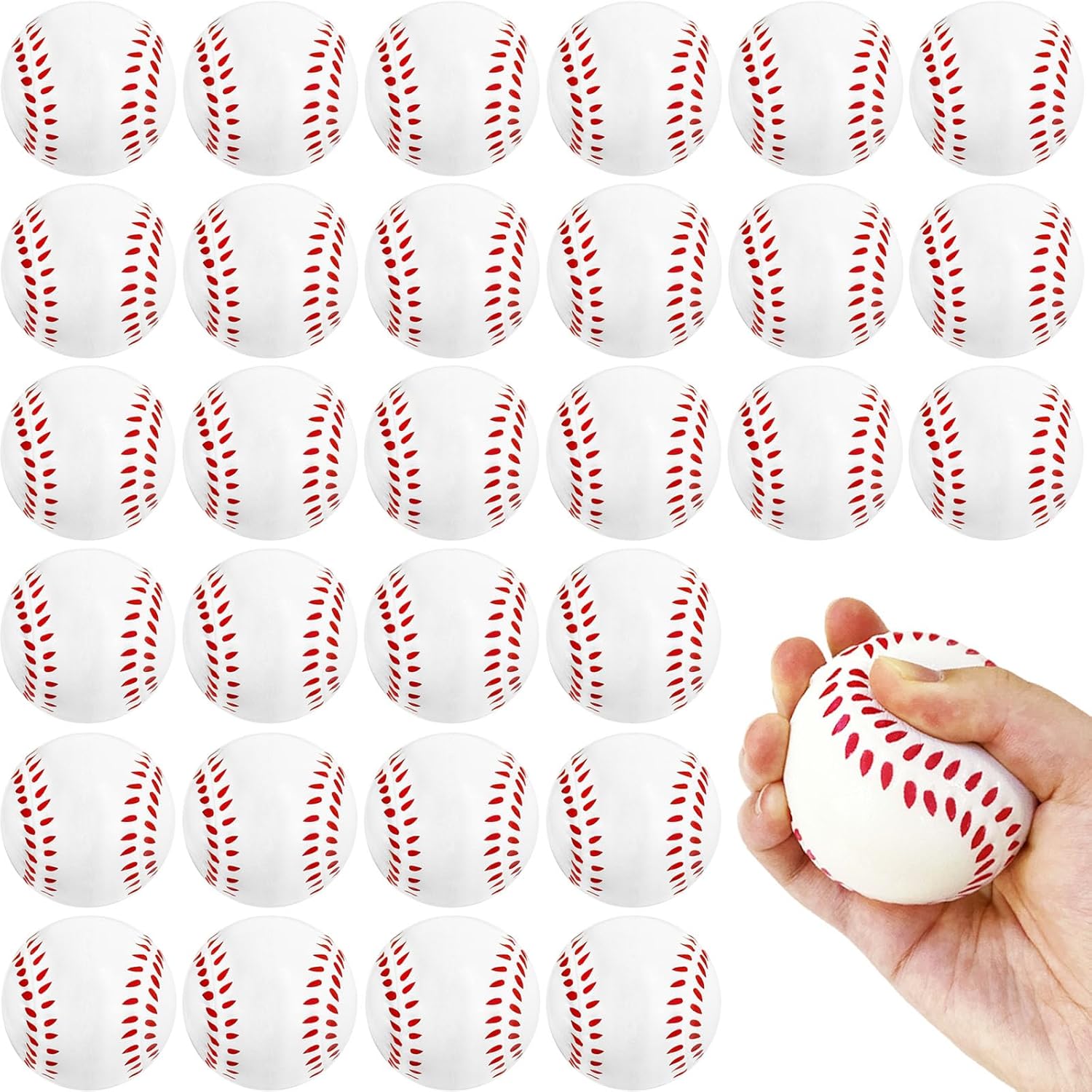 Baaxxango 30 pack baseball stress balls front view