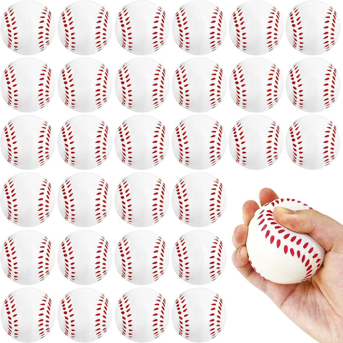 Baaxxango 30 pack baseball stress balls front view