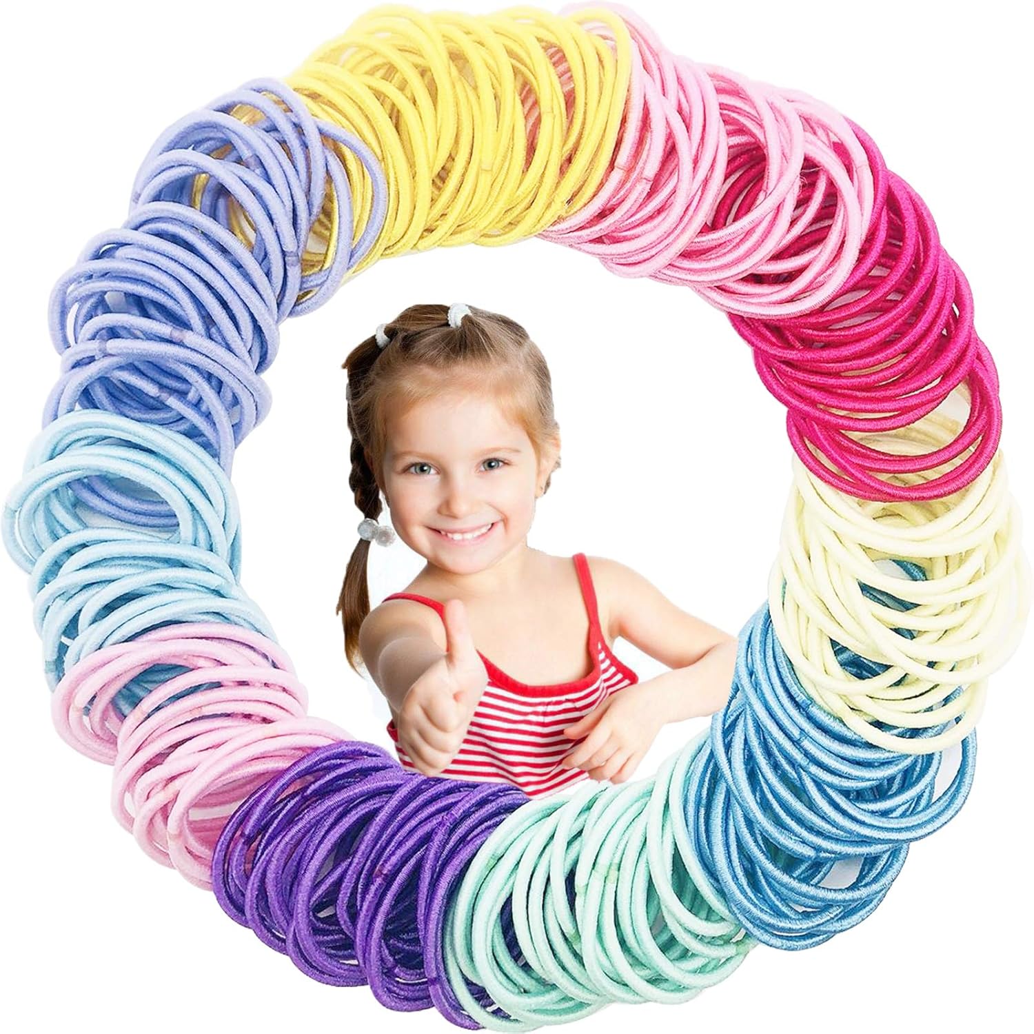 Berchaoki 200 pieces mini elastic hair ties for kids front view