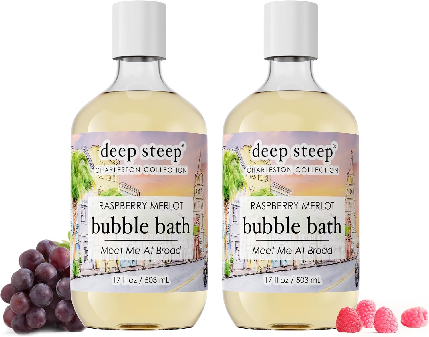 Deep Steep Raspberry Merlot bubble bath front view bottle