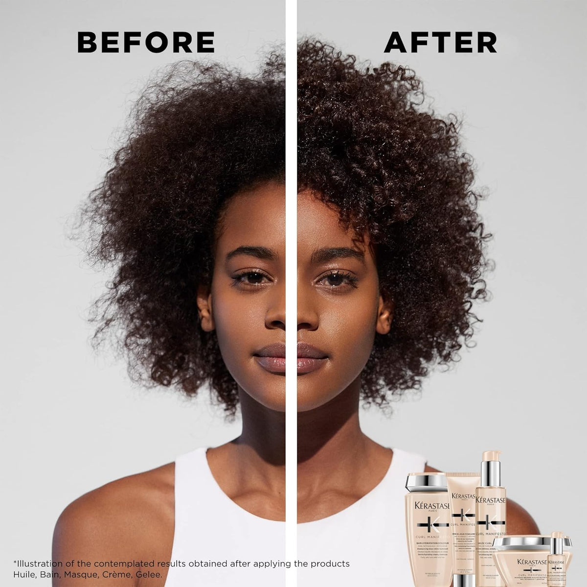 Side profile of Kérastase Curl Manifesto hair care bottle