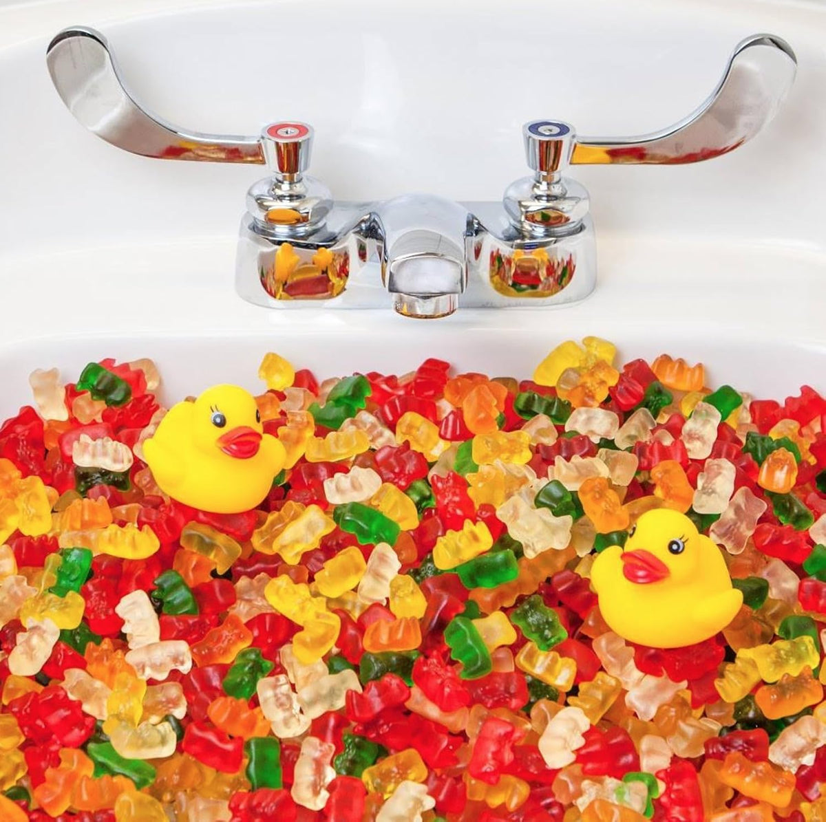 Authentic USA imported Haribo Goldbears large scale packaging held to demonstrate scale