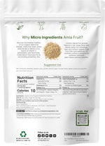 Close up view of fine texture organic amla fruit powder
