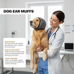 Waterproof dog ear wrap for hematoma protection during pet grooming sessions.