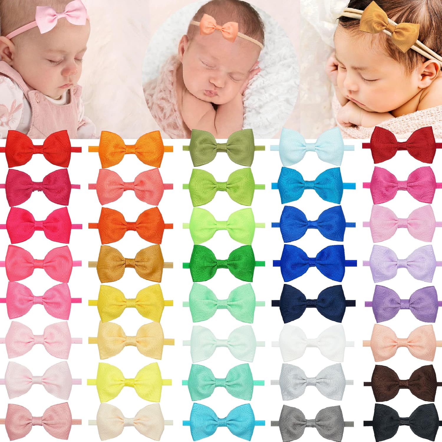 Céllot 40 colors baby bow headbands front view