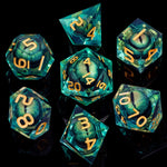 ARUOHHA polyhedral DND dice set inside metal box