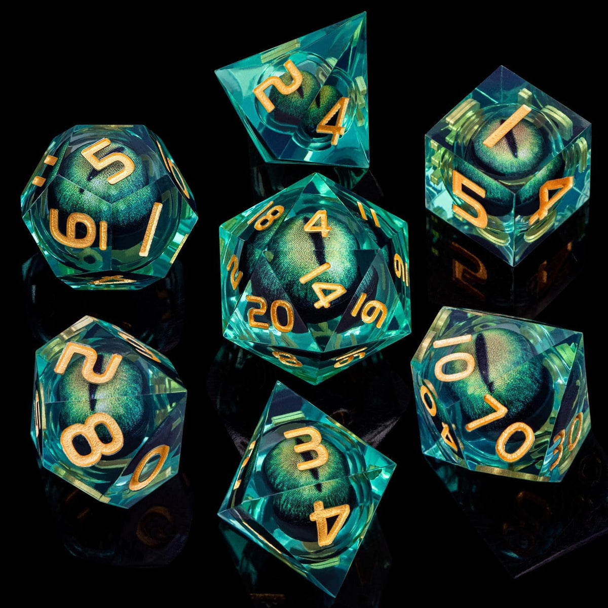 ARUOHHA polyhedral DND dice set inside metal box