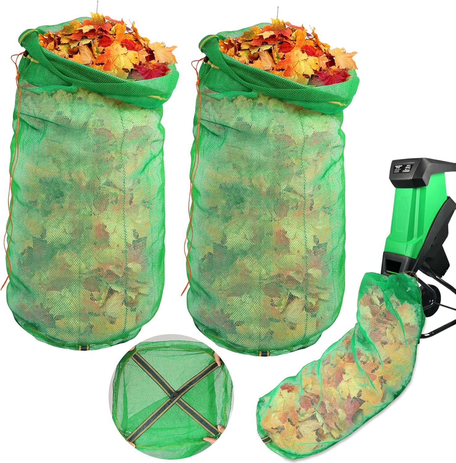 2PCS Wood Chipper Shredder Collection Bag, 27" x 59" Drawstring Thickened Leaf Bag Universal Heavy Duty Leaf Bags Compatible with Craftsman, Troy-Bilt, Patriot, Snapper, Yardman & Most Shredders - Image 1