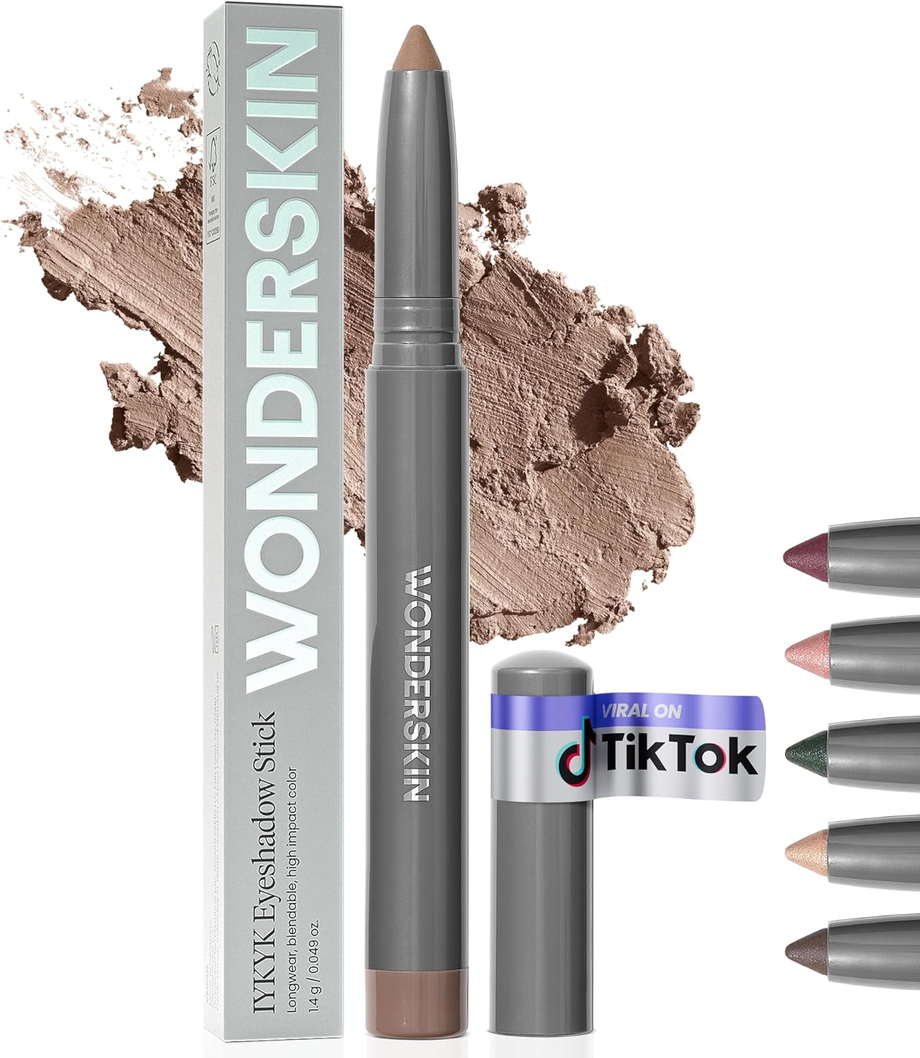 Wonderskin IYKYK Eyeshadow Stick in Mink front view matte finish makeup pencil