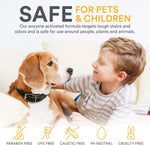 Close up of Zeiff pet odor eliminator professional strength label