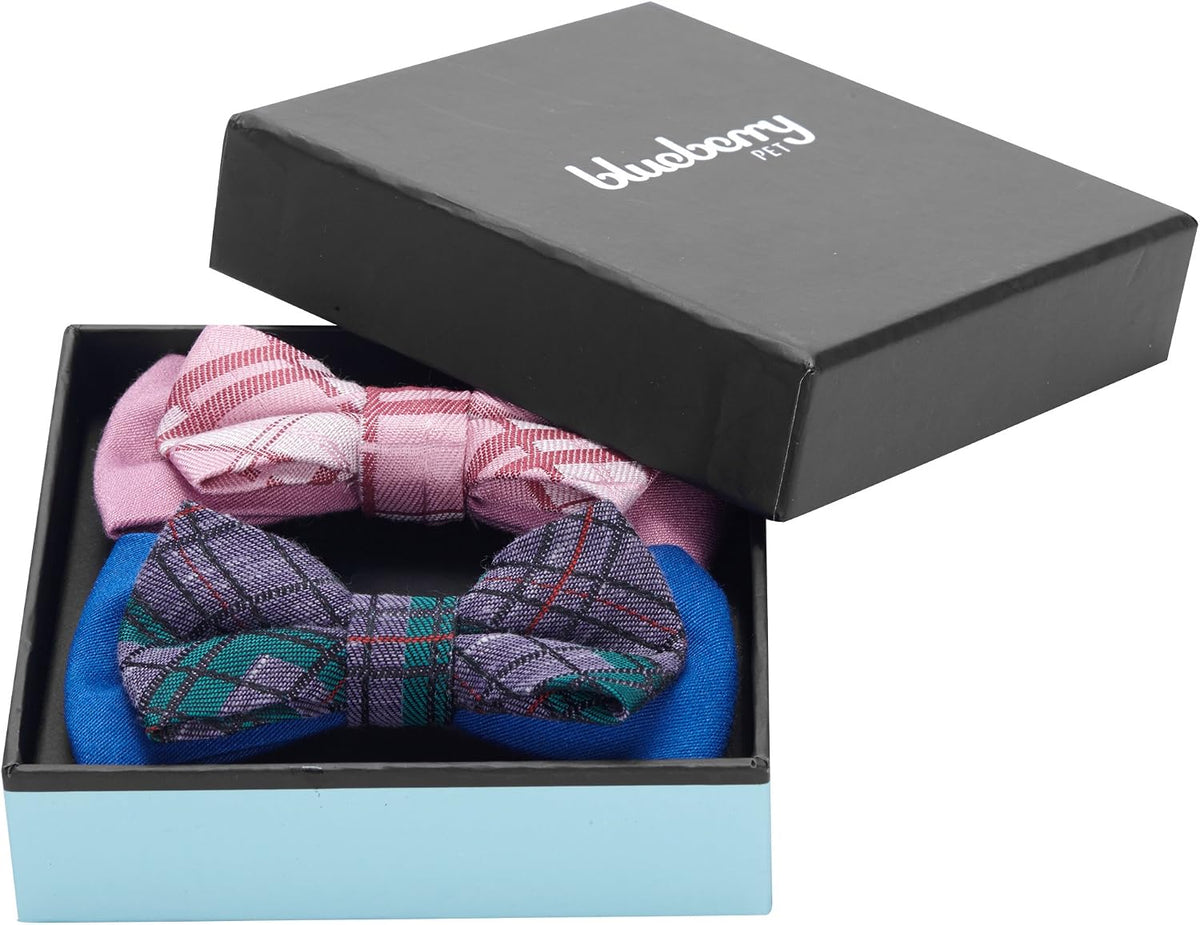 Blueberry Pet Gift Box with Pack of 2 Handmade Dog Cat Bow Tie, Polka Dots Designer Bowtie Set, 4" * 2.5" - Image 12