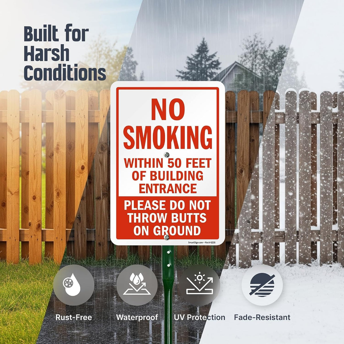 SmartSign rustproof aluminum sign close up