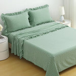 Sage Green White Gingham Ruffle Sheets Twin Size 4-Piece Set | 18" Deep Pocket, 100% Washed Cotton, Farmhouse Checkered Decorative Bedding Set with Pillow Shams - Image 13