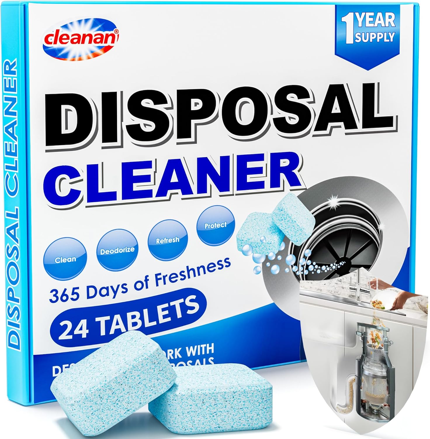 Cleanan foaming garbage disposal cleaner 24 pack front view