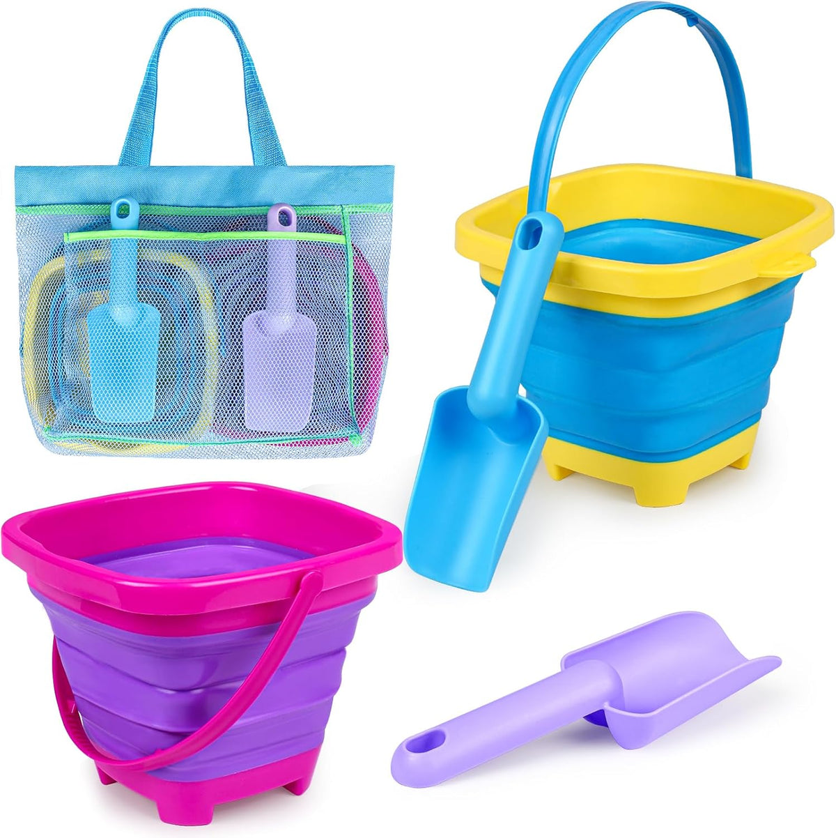 Tsdatowr collapsible beach bucket and shovel set front view