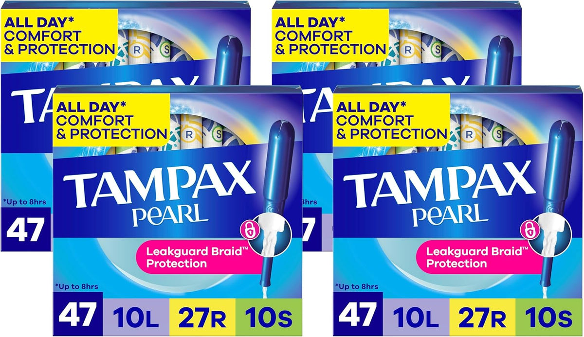 Tampax Pearl Tampons for Women Multipack, with LeakGuard Braid, Light/Regular/Super Absorbency, Unscented, 47 Count - Image 15