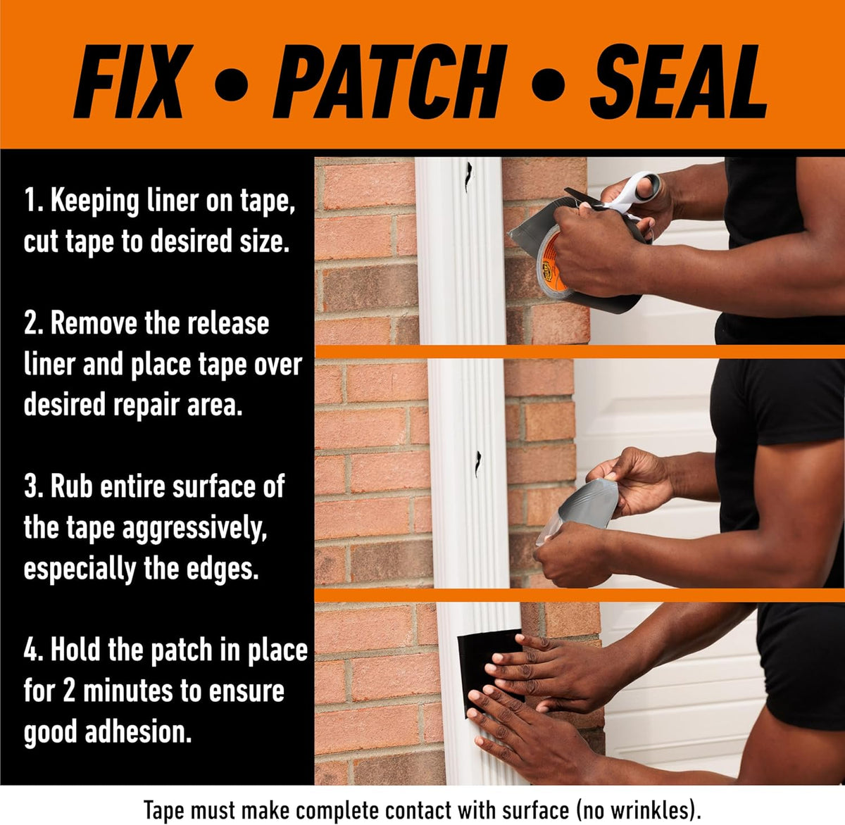 Gorilla waterproof tape sealing outdoor plumbing and gutters
