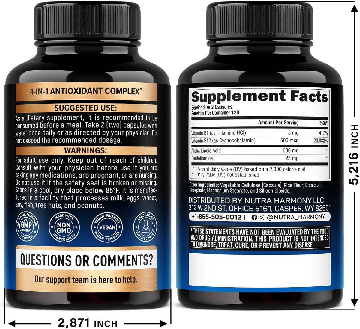 NutraHarmony ALA supplement facts nutritional label details
