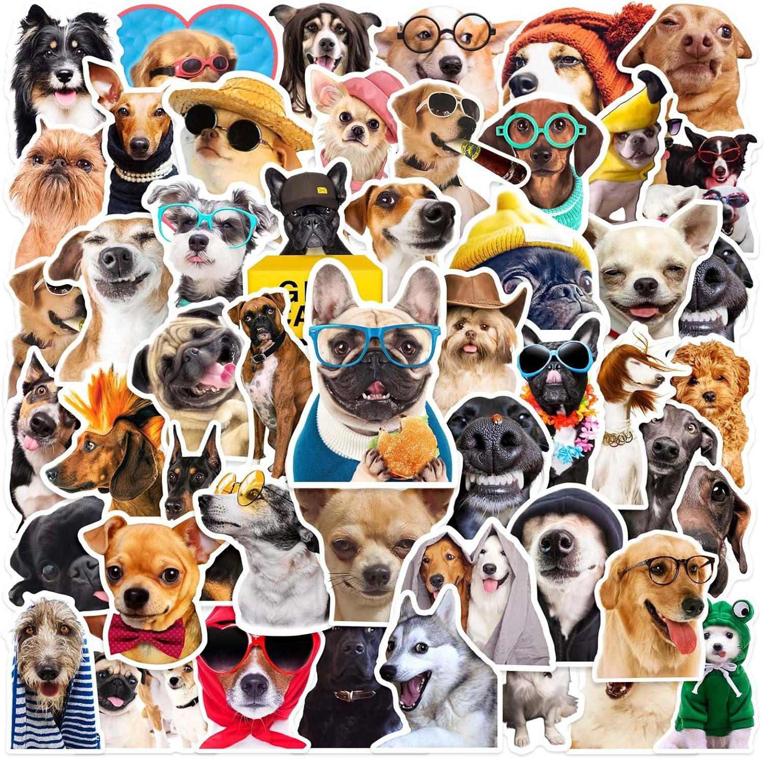 Aigemumy 50 piece funny dog stickers collection front view