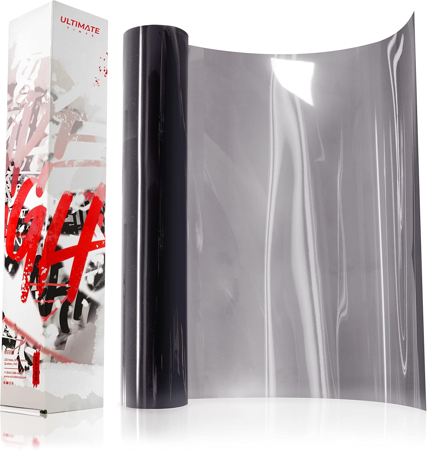 VViViD Ultimate light smoke headlight tint vinyl wrap roll front view
