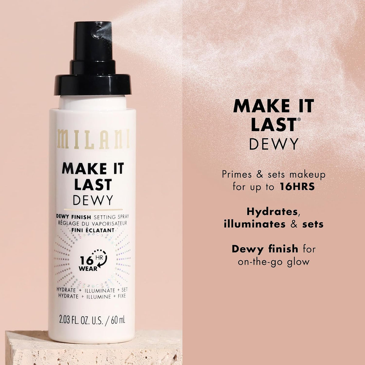 Milani Bright Side Primer and dewy setting spray bundle package.