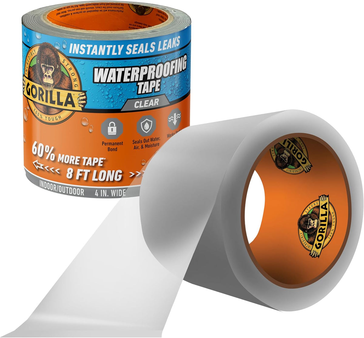 GORILLA Waterproofing Tape, Permanent, Black, 4" x 10', 1-Pack | Weather Resistant Seal for Leaks & Repairs, Air & Moisture Barrier, Bonds Metal, Plastic, Wood, Rubber & Vinyl - Image 15