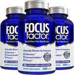 Focus Factor Nutrition for The Brain, Improved Memory & Concentration Brain Supplement, Complete Multivitamin with Vitamins B6, B12, D, Bacopa Monnieri & Tyrosine, 150 Count (Pack of 3) - Image 1