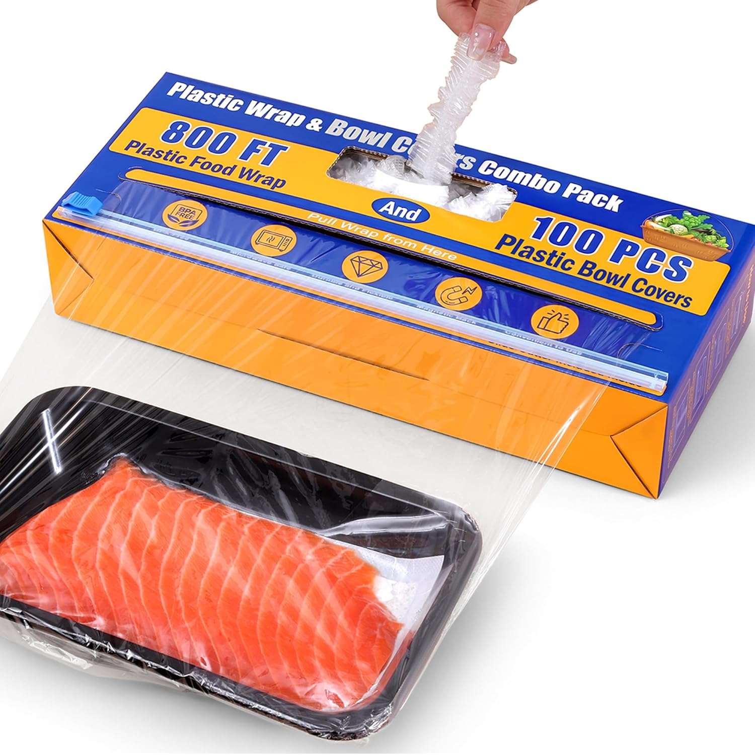 Navona 800 feet food plastic wrap roll with magnetic dispenser box