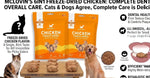 Dog and cat eating McLovin's grain free chicken treats