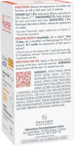 Clinical benefits of Avène Vitamin Activ Cg serum listed on product back