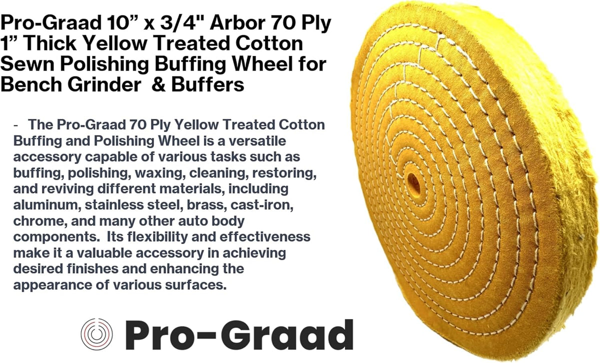 Pro-Graad 70-ply cotton wheel concentric spiral-sewn stitching view