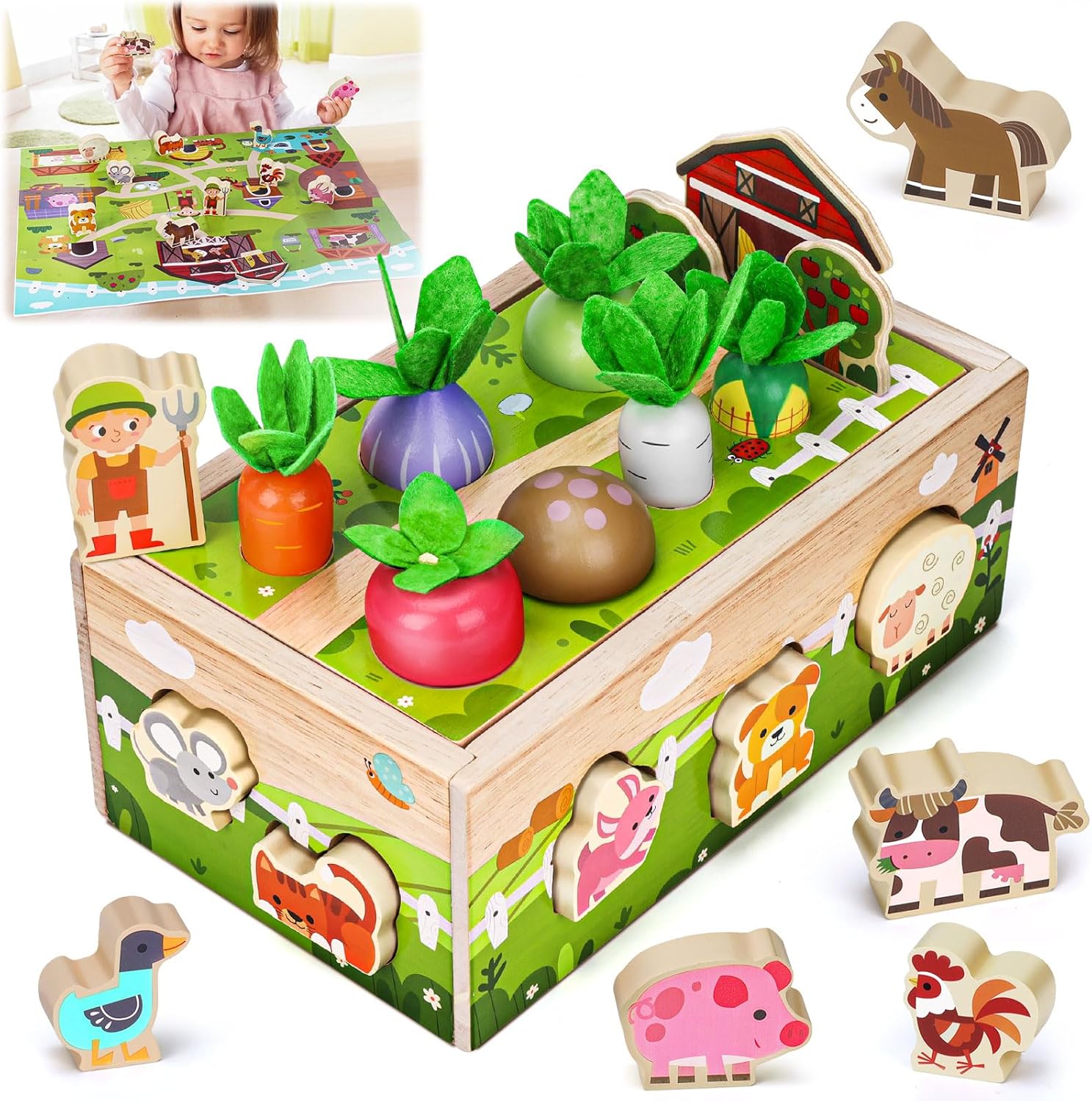 MuMua Montessori wooden sensory toy set front view