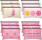 Hillban 12 pieces pink preppy makeup bags front view