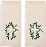 SKL Home Flower Basket Bike hand towel green banded trim