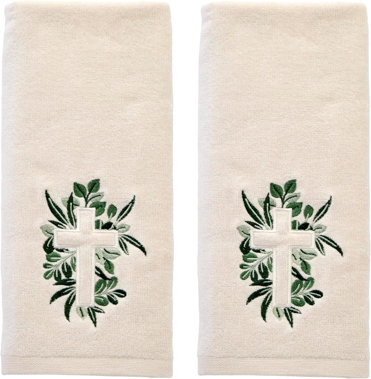 SKL Home Flower Basket Bike hand towel green banded trim