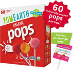 Close up of YumEarth dye free organic fruit lollipops in assorted flavors like strawberry and grape.