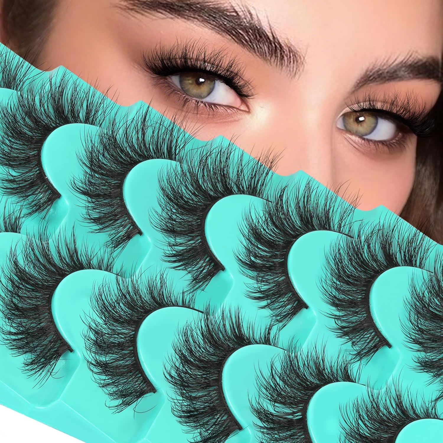 Lashes Fluffy False Eyelashes C Curl Lashes Strips Natural Look 10-18mm Cat Eye Lashes 7 Pairs Wispy Fake Eyelashes 3D Faux Mink Lashes (Baddie01) - Image 1