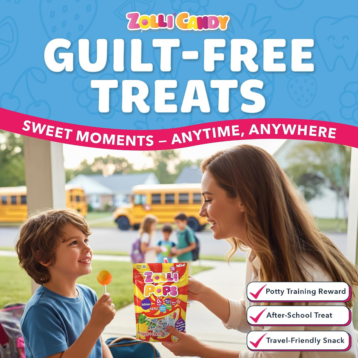 Zollipops Clean Teeth Pops Sugar Free Candy with Xylitol, Dye-Free Lollipops - Keto & Diabetic-Friendly, Dentist-Approved Treats for Kids (Natural Fruit Flavors, 29 oz) - Image 9