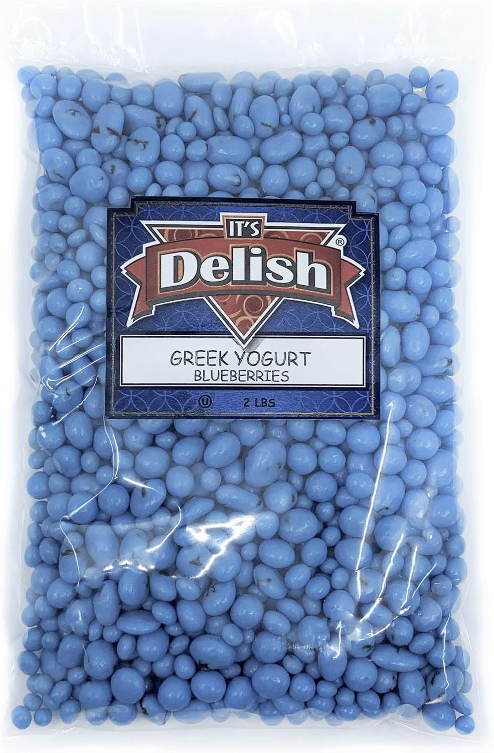 It's Delish Greek yogurt covered blueberries packaging details
