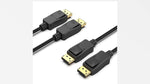 Full view of the Kado 5 feet DisplayPort twin pack showing factory specifications printed on the product packaging.