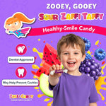 Zollipops Zaffi Taffy Sour chewy tooth-friendly sugar-free candy texture close up