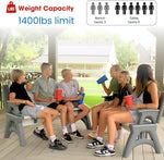 Convert-a-bench space-saving patio bench placed on a wooden deck