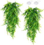 Quozuo 2 Pack Reptile Plants hanging in a terrarium with suction cups.
