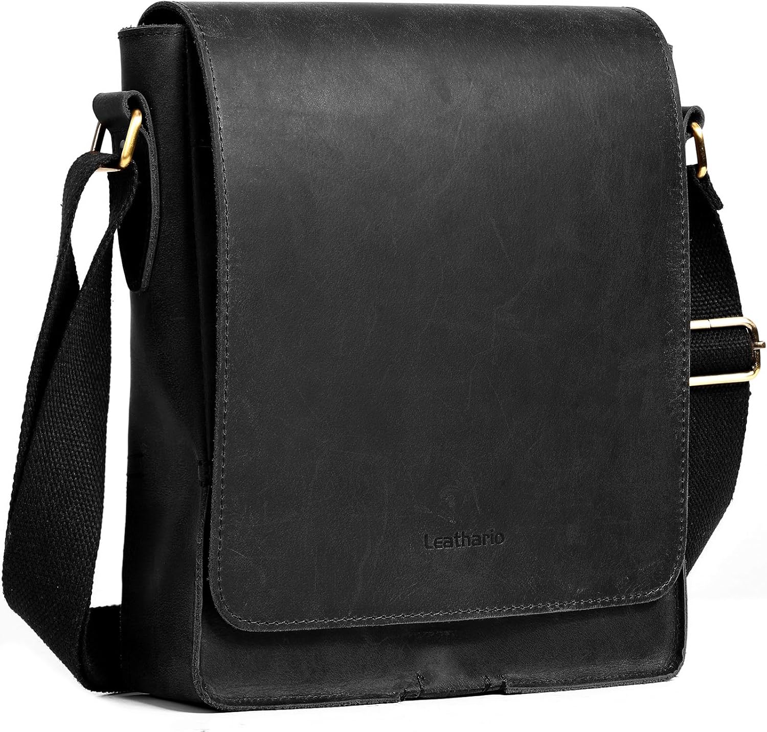 Leathario Men's Crossbody Bag Leather Shoulder Bag Front View