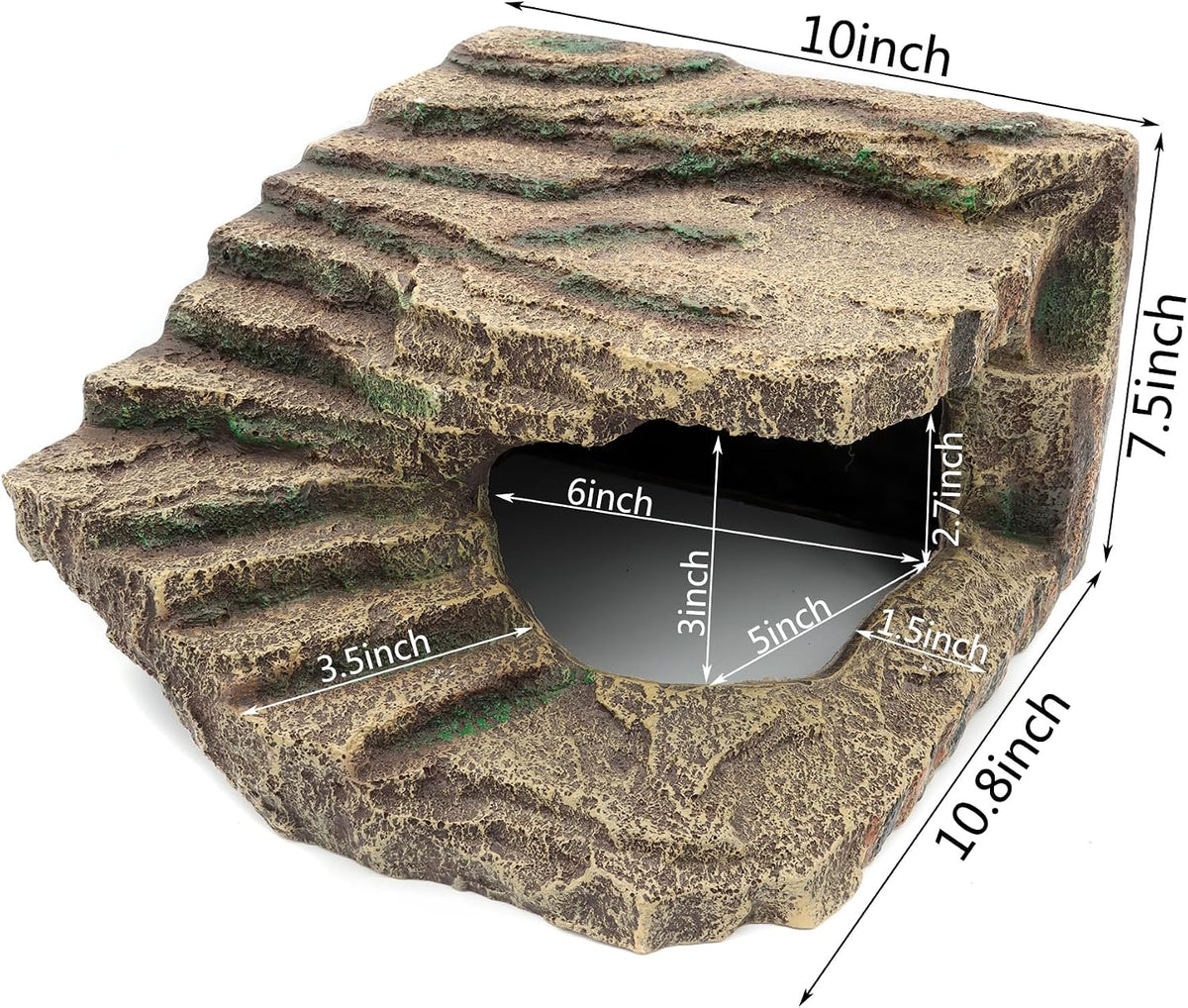 Jihaqua extra large reptile rock cave showing corner shape design