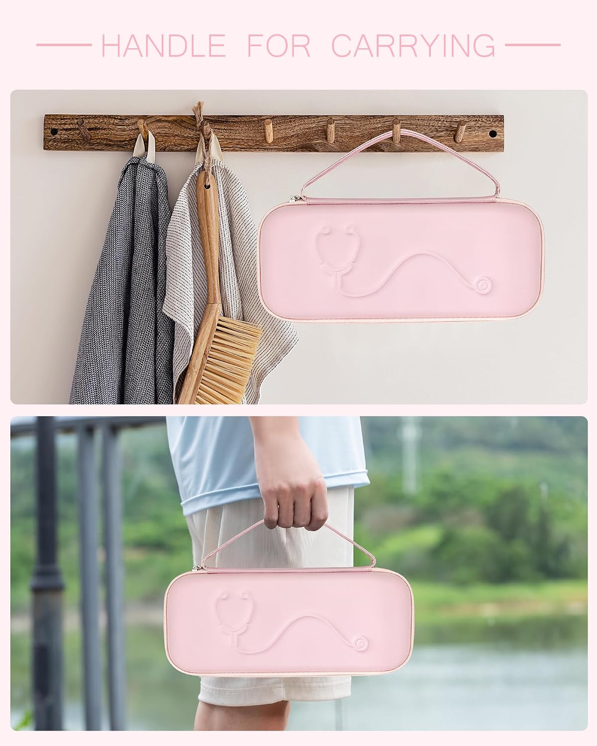 Keefitt pink medical storage case with stethoscope inside