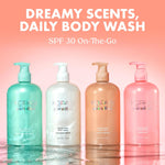 Kopari Vanilla Breeze body wash pump and dispenser details