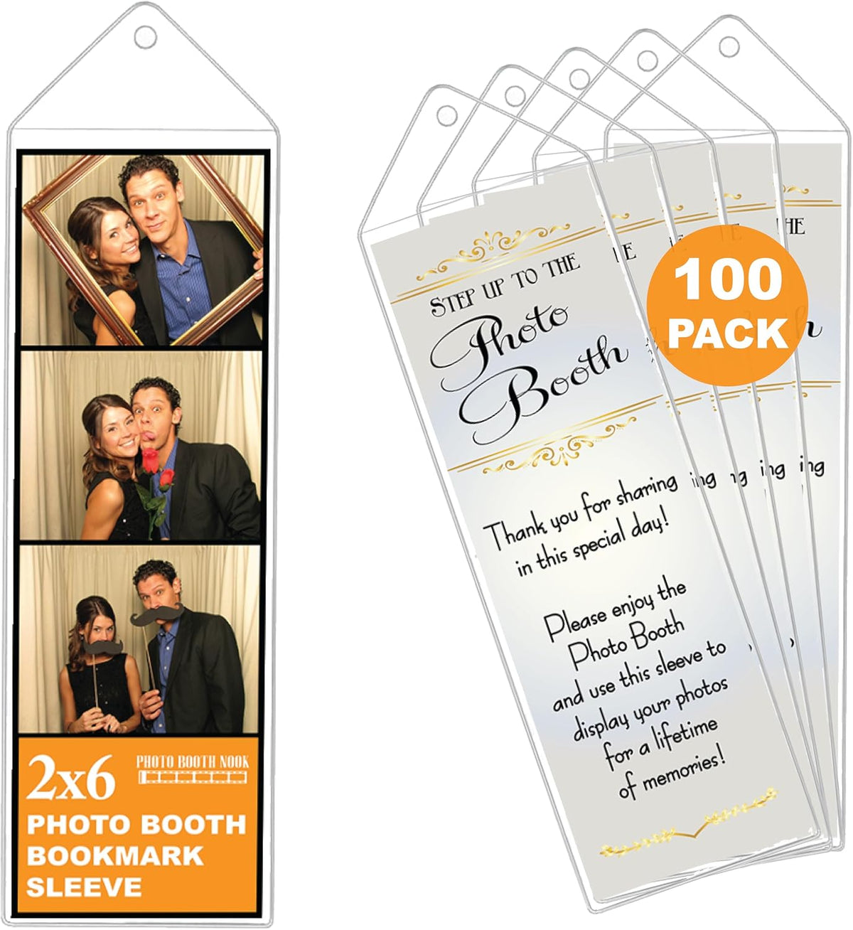 2x6 Bookmark Sleeves - Clear Protectors, 200 Pack | Clear top-loading plastic sleeves, paper inserts. Protect 2x6 booth strips as bookmarks or party favors. Bookmark covers. - Image 10