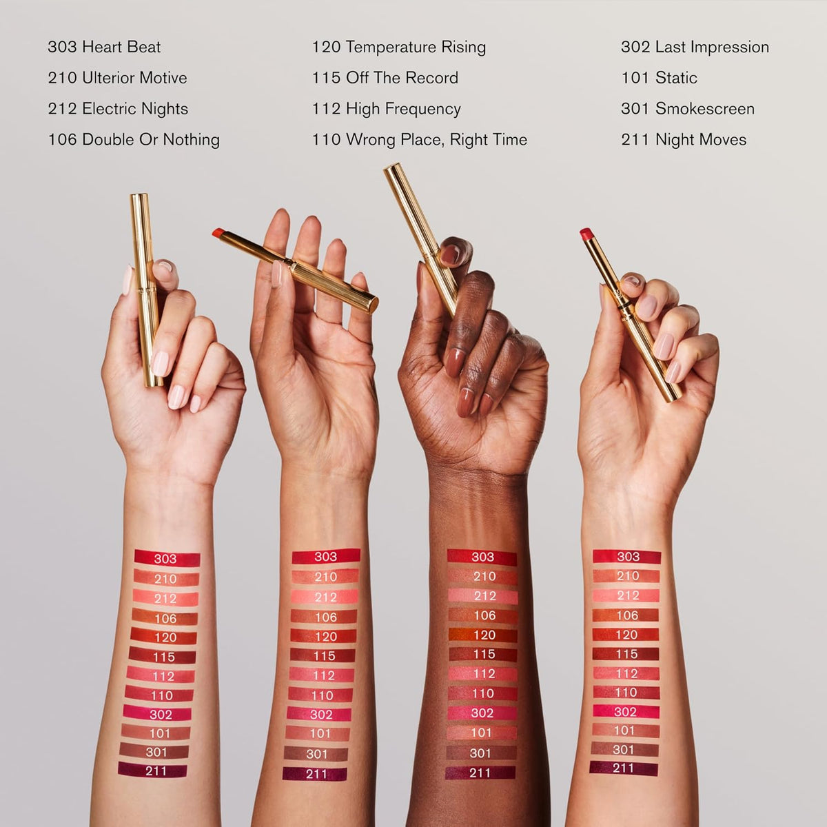 Estee Lauder luxury silk matte lipstick packaging showing the golden ribbed slim case